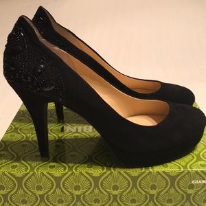 Gianni Bini shoes. Jet black with beaded heel